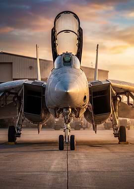 F-14 Tomcat Fighter Jet at Sunset