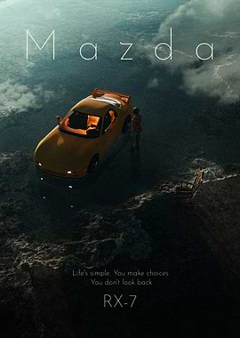 Mazda RX-7 Cinematic Car Poster