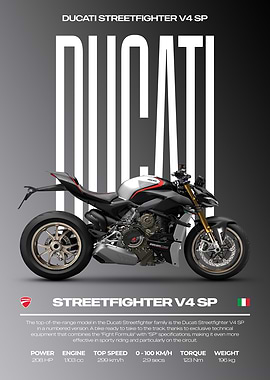 Ducati Streetfighter V4 SP Motorcycle Poster