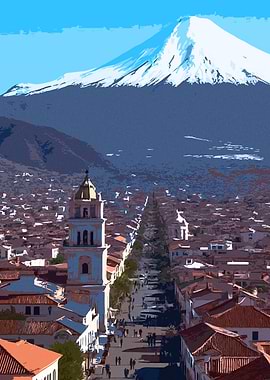 Peruivan Town Beneath The Landscape