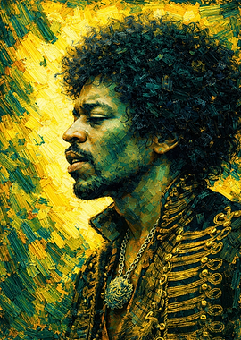 Jimi Hendrix Portrait - Impressionistic Style