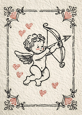 Cupid with Bow and Arrow Illustration