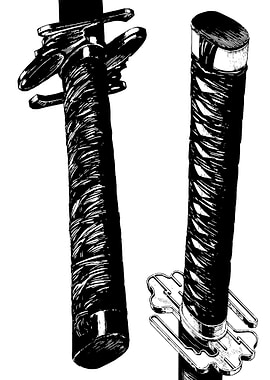 Katana Handles Black and White Illustration