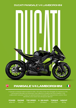 Ducati Panigale V4 Lamborghini Motorcycle Poster