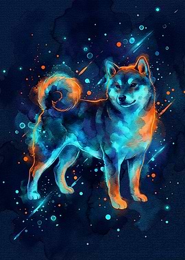 Watercolor Shiba Inu Dog Art