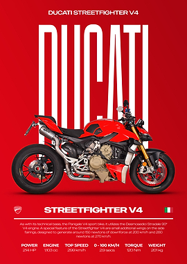 Ducati Streetfighter V4 Motorcycle Poster
