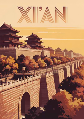 Xi'an City Wall Travel Poster