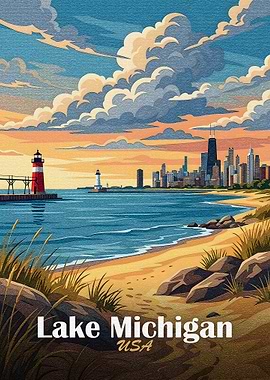 Lake Michigan Travel Poster