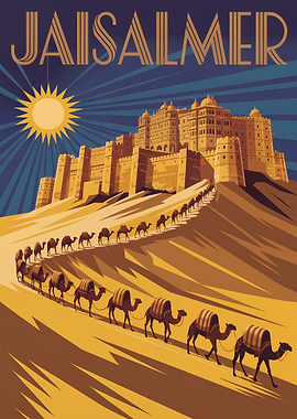 Jaisalmer Travel Poster Art Deco Style