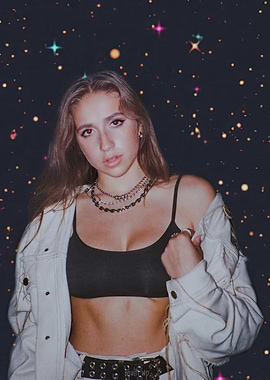 Young Woman Portrait with Starry Background