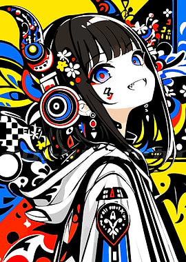 Anime Girl with Abstract Background