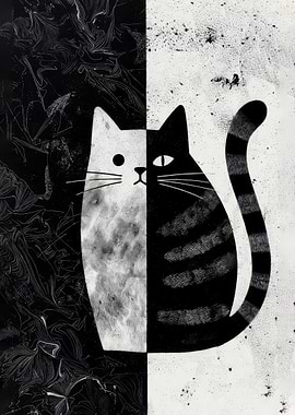 Yin Yang Cat Art