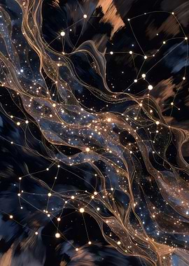 Constellation Network on Dark Background