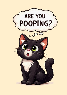 Cartoon Cat with Question Bubble