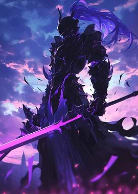 Dark Knight with Glowing Sword