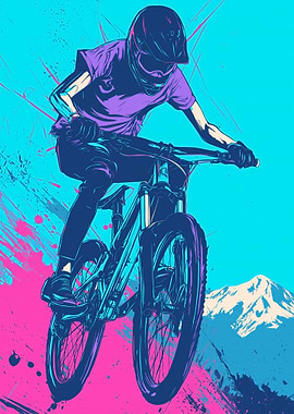 Mountain Biker in Action Illustration