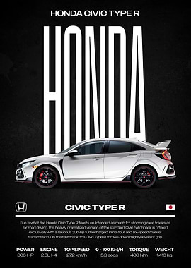 Honda Civic Type R Car Poster