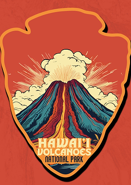 Vintage Hawaii Volcanoes National Park, retro us national park