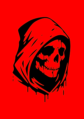 Grim Reaper Skull Red and Black