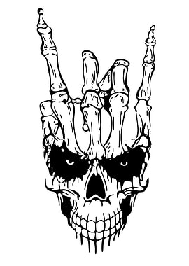 Skeleton Hand Rock On Sign