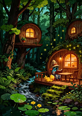 Vivi Ornitier Reading in Forest Treehouse