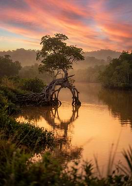 Mangrove Tree at Sunset