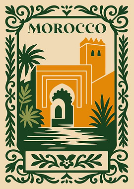 Morocco Travel Poster Illustration