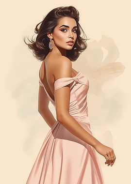 Elegant Woman in Pink Dress Portrait