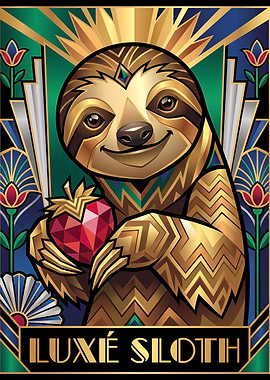 Luxie Sloth Art Deco Illustration