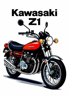 Kawasaki Z1 Motorcycle Illustration