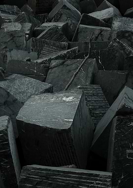 Abstract Stone Blocks with Branch