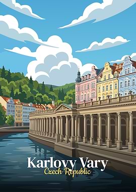 Karlovy Vary Czech Republic Travel Poster