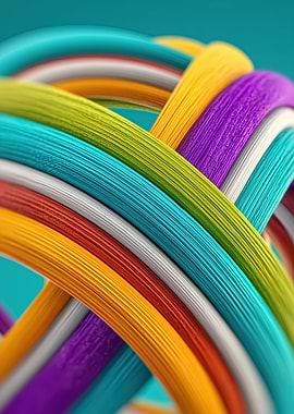 Colorful Interwoven Strands Abstract