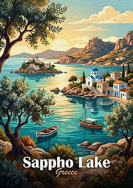 Sappho Lake Greece Landscape Painting