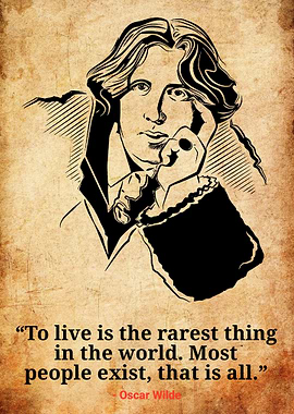 Oscar Wilde Portrait with Quote