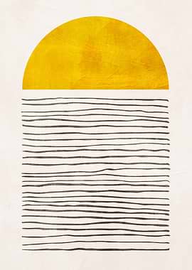 Abstract Geometric Art with Yellow and Lines