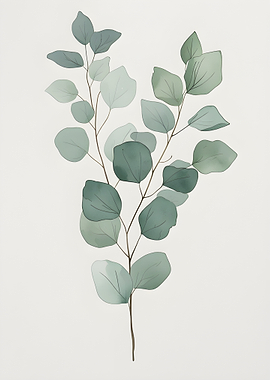 Eucalyptus Branch Watercolor Illustration