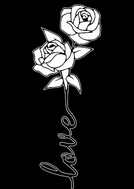 Love Roses Black and White Art