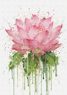 Watercolor Lotus Flower Art