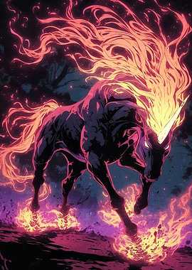 Fiery Unicorn Animal