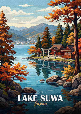 Lake Suwa Japan Autumn Landscape