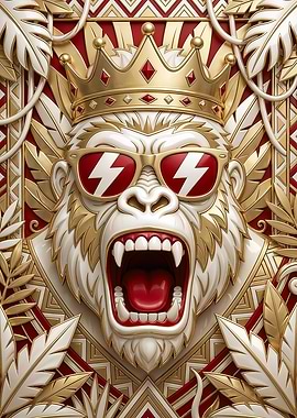 Roaring White Gorilla King