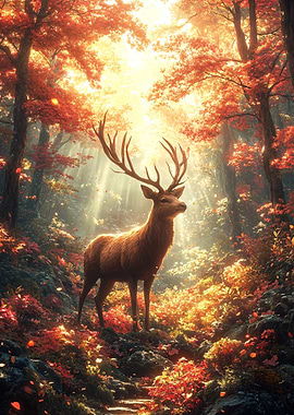 Deer in Autumn Forest