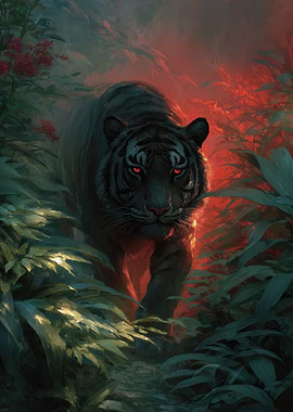 Black Tiger with Red Eyes