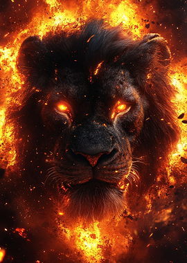 Fiery Lion Portrait