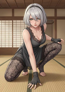 Anime Girl in Black Dress