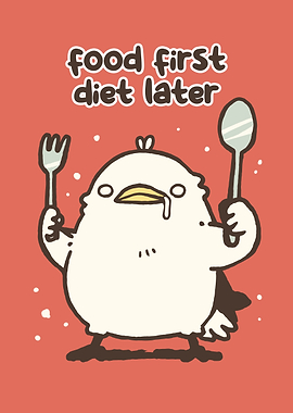 Food First Diet Later Illustration