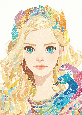 Blonde Woman with Peacock Digital Art