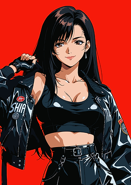 Anime Girl in Black Leather Outfit