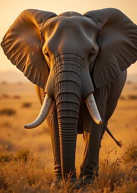 Majestic Elephant Portrait in Golden Light